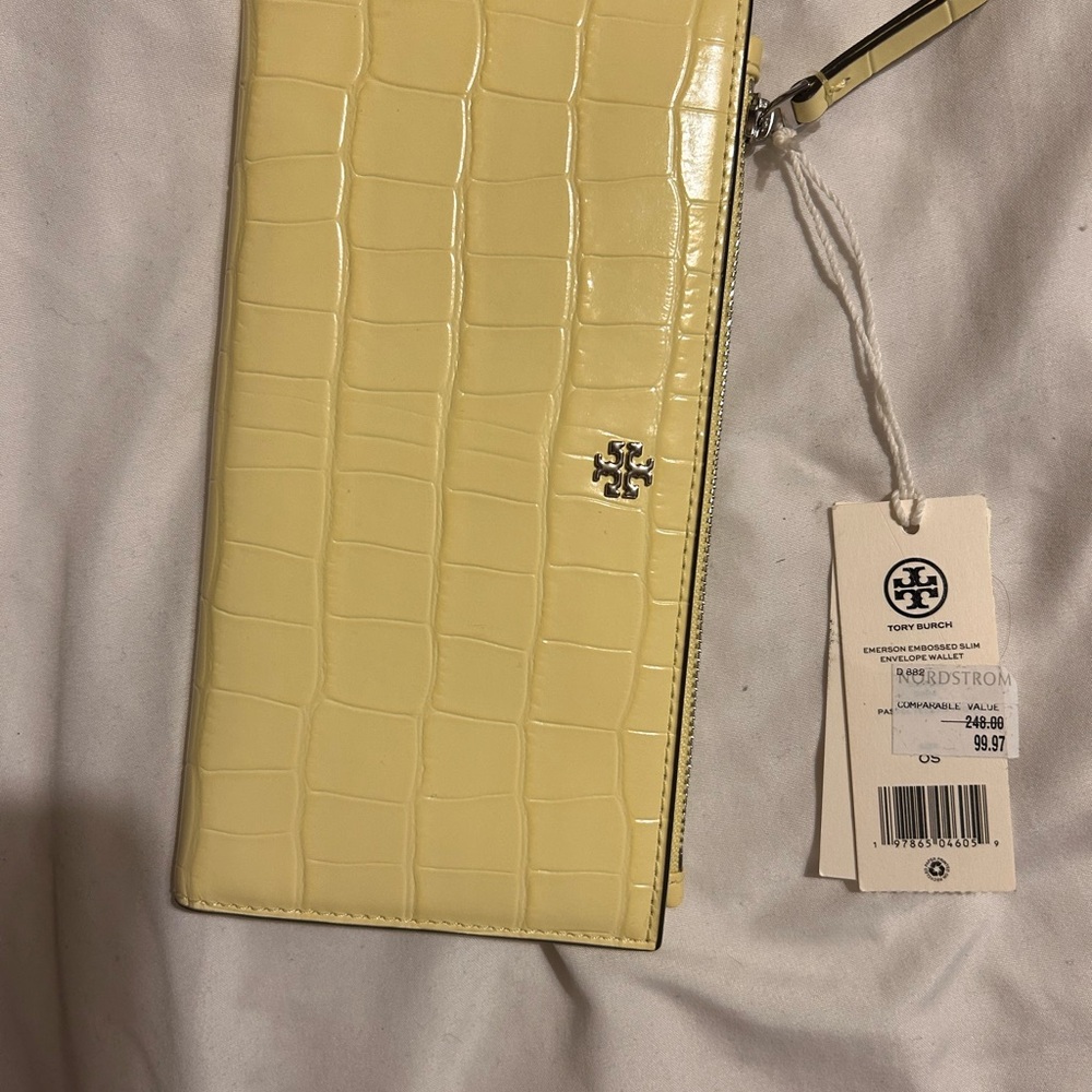 Tory Burch Lemon Croc-Embossed Clutch